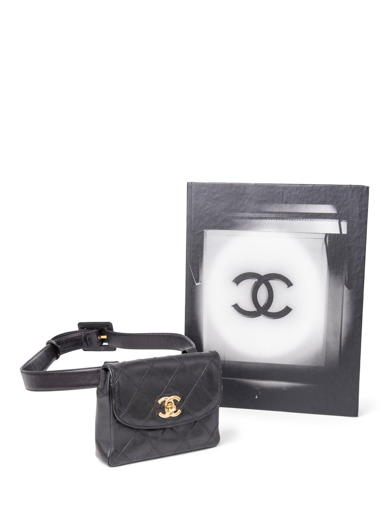 CHANEL CC Logo Quilted Leather Flap Belt Bag Black-designer resale