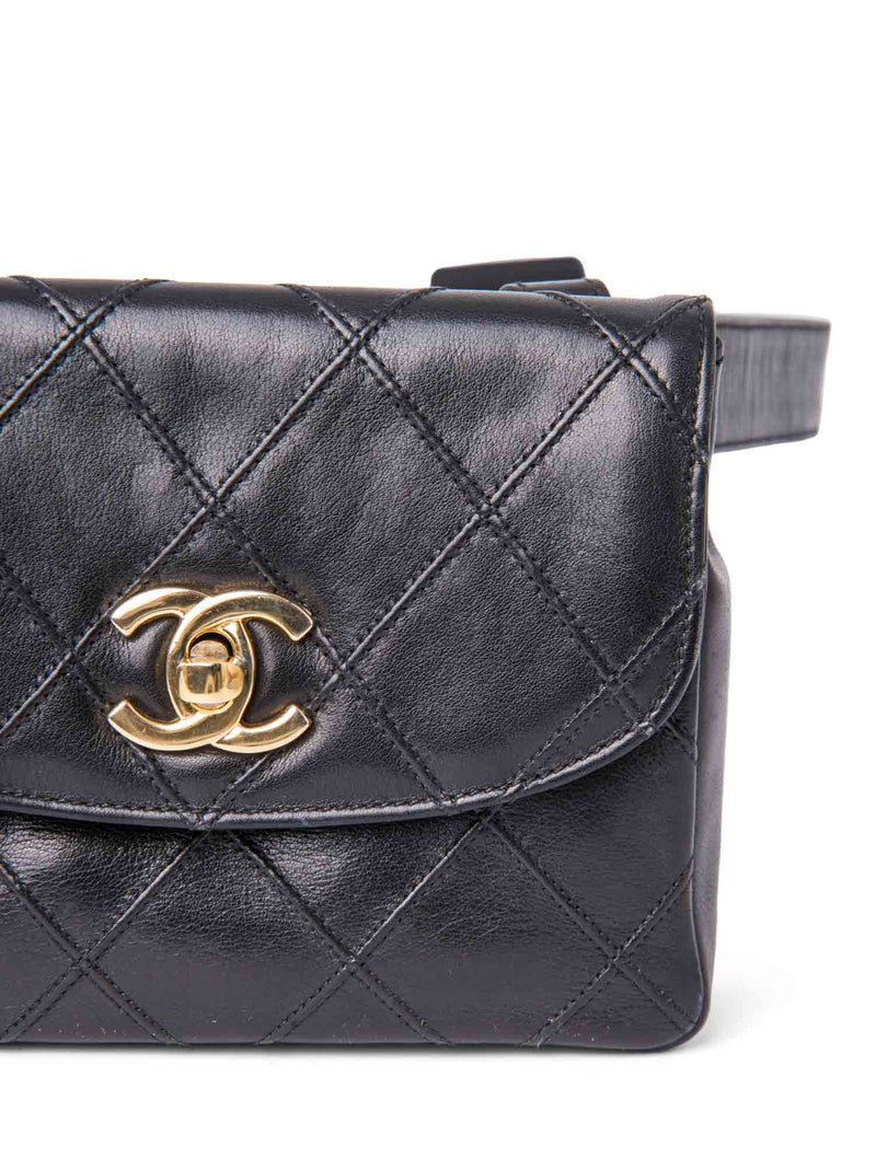 CHANEL CC Logo Quilted Leather Flap Belt Bag Black-designer resale