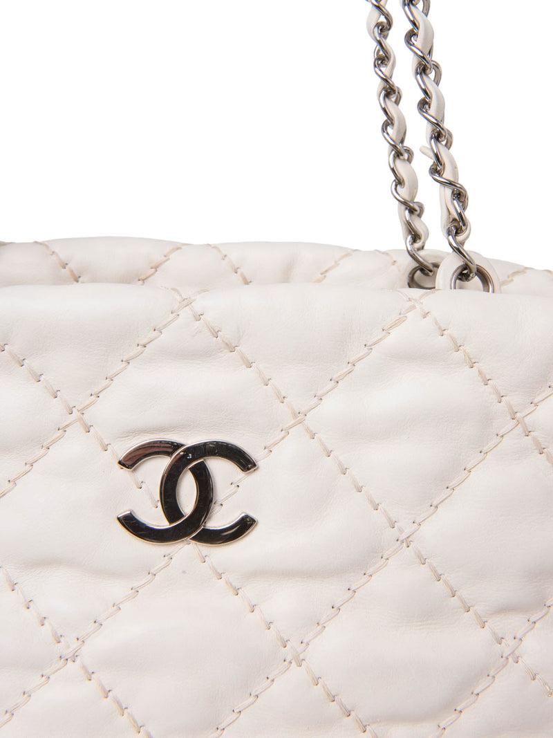 CHANEL CC Logo Quilted Leather Shopper Bag Ivory-designer resale