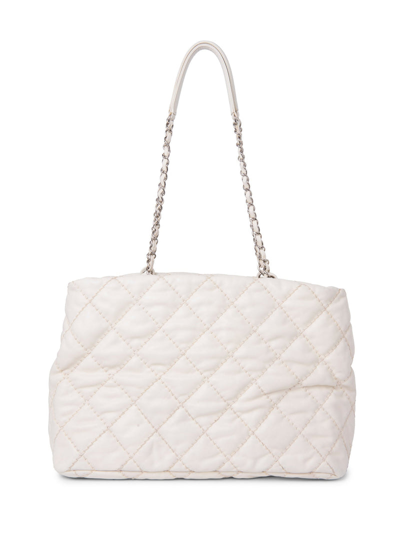 CHANEL CC Logo Quilted Leather Shopper Bag Ivory-designer resale