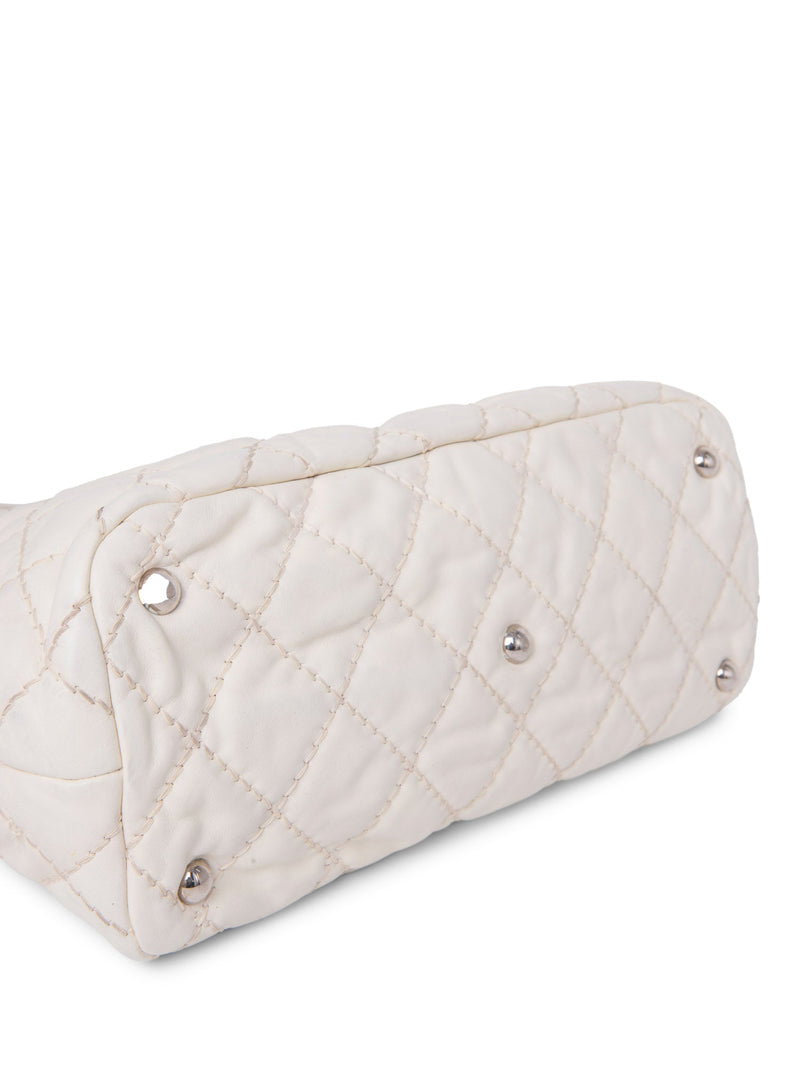 CHANEL CC Logo Quilted Leather Shopper Bag Ivory-designer resale