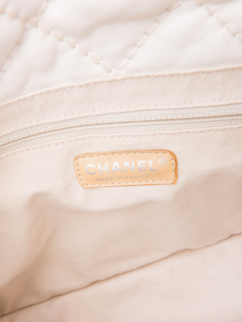 CHANEL CC Logo Quilted Leather Shopper Bag Ivory-designer resale