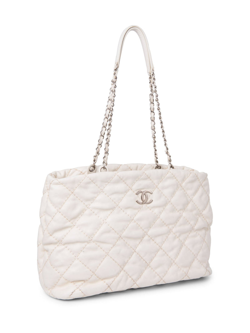 CHANEL CC Logo Quilted Leather Shopper Bag Ivory-designer resale