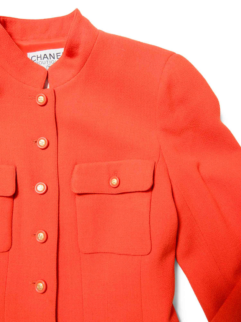 CHANEL CC Logo Tweed Fitted Rider Jacket Red-designer resale