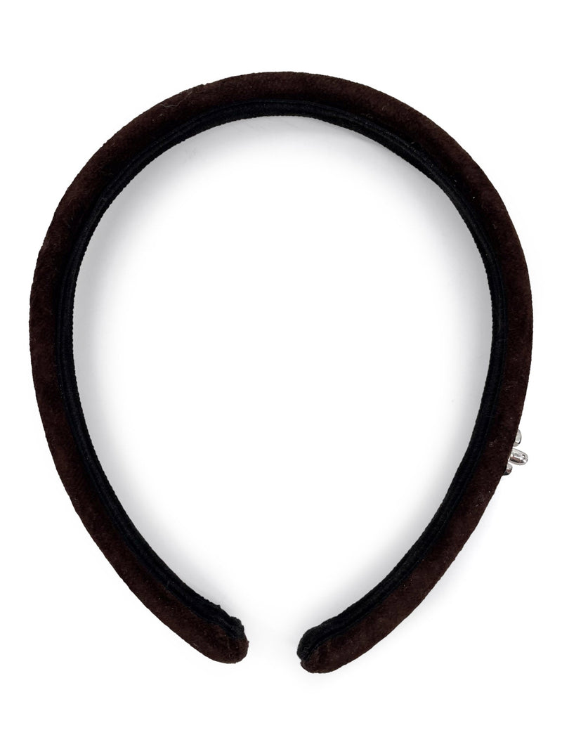 CHANEL CC Logo Velvet Hair Band Brown-designer resale