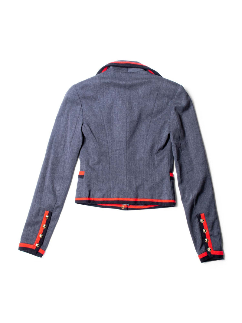 CHANEL Cropped CC Logo Jacket Grey Red-designer resale