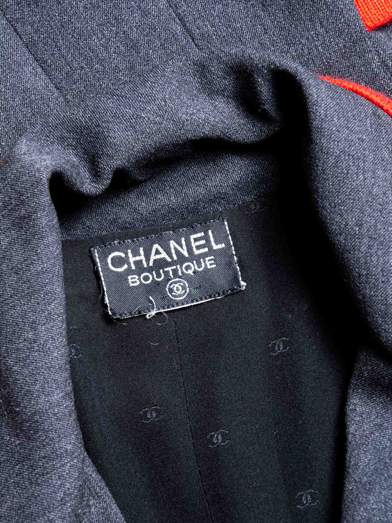 CHANEL Cropped CC Logo Jacket Grey Red-designer resale