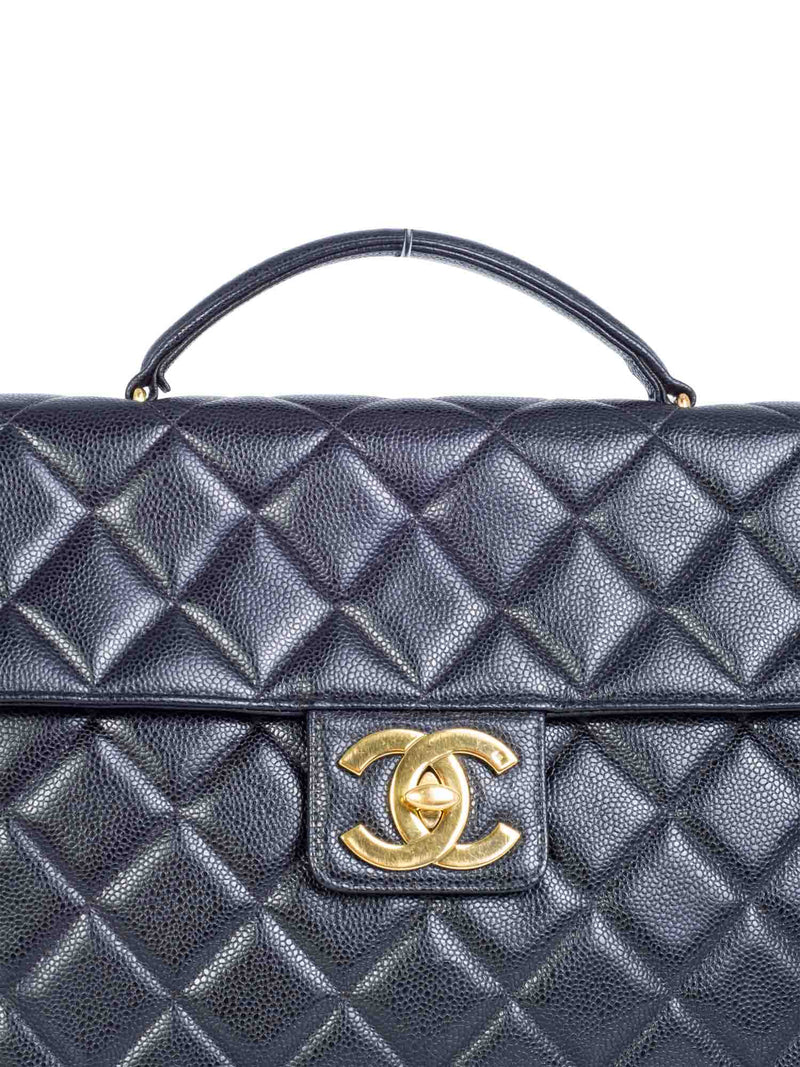 Chanel Black Caviar CC Turnlock Crossbody Bag 24K Gold Hardware