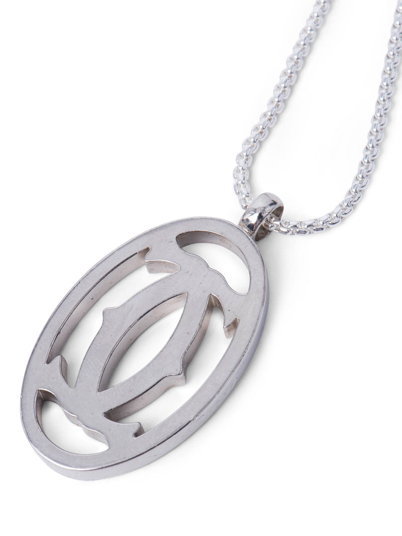 Cartier Logo Pendant Necklace Silver Palladium-designer resale