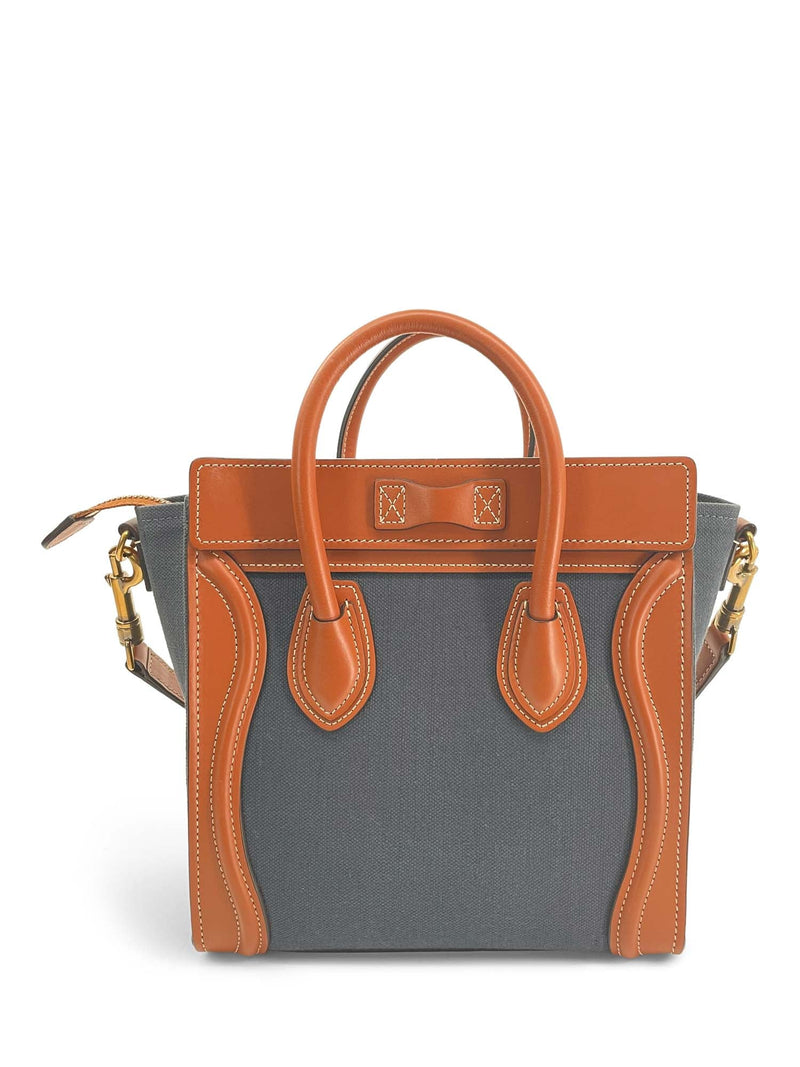Celine Denim Leather Nano Luggage Bag Brown-designer resale