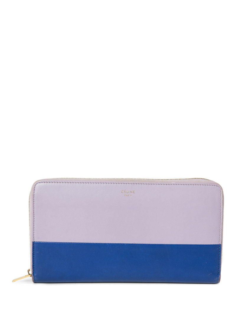 Celine Logo Leather Colorblock Long Wallet Purple Blue-designer resale