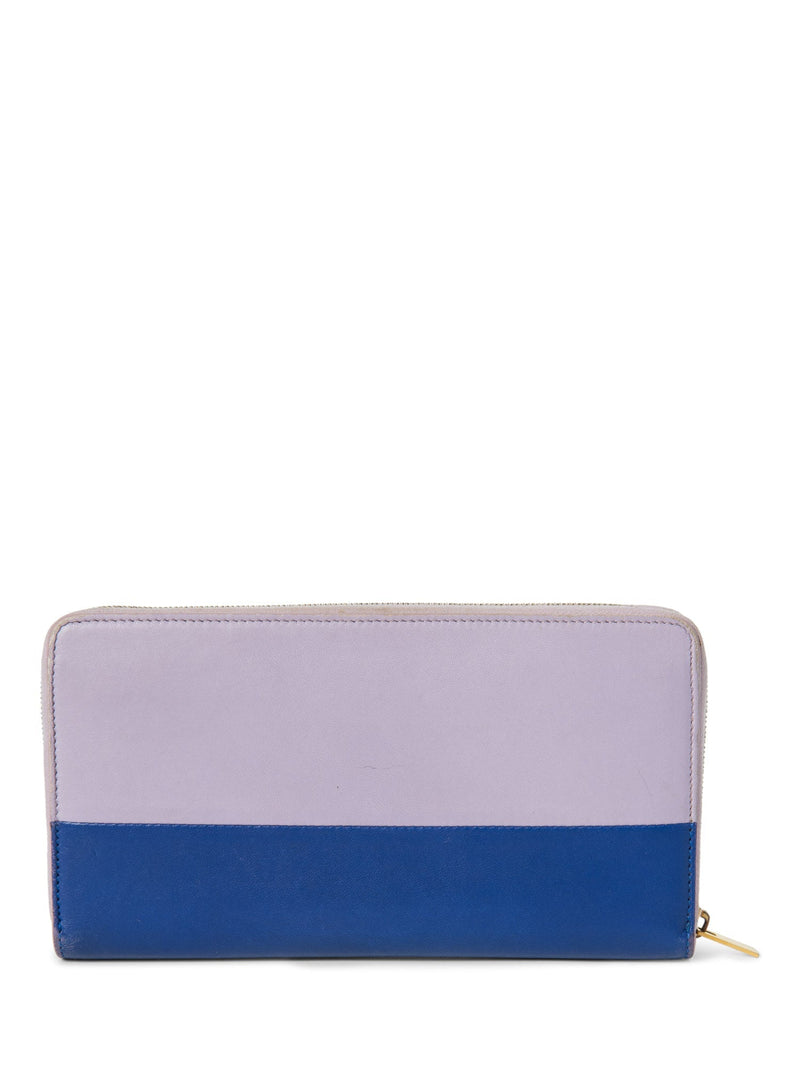 Celine Logo Leather Colorblock Long Wallet Purple Blue-designer resale