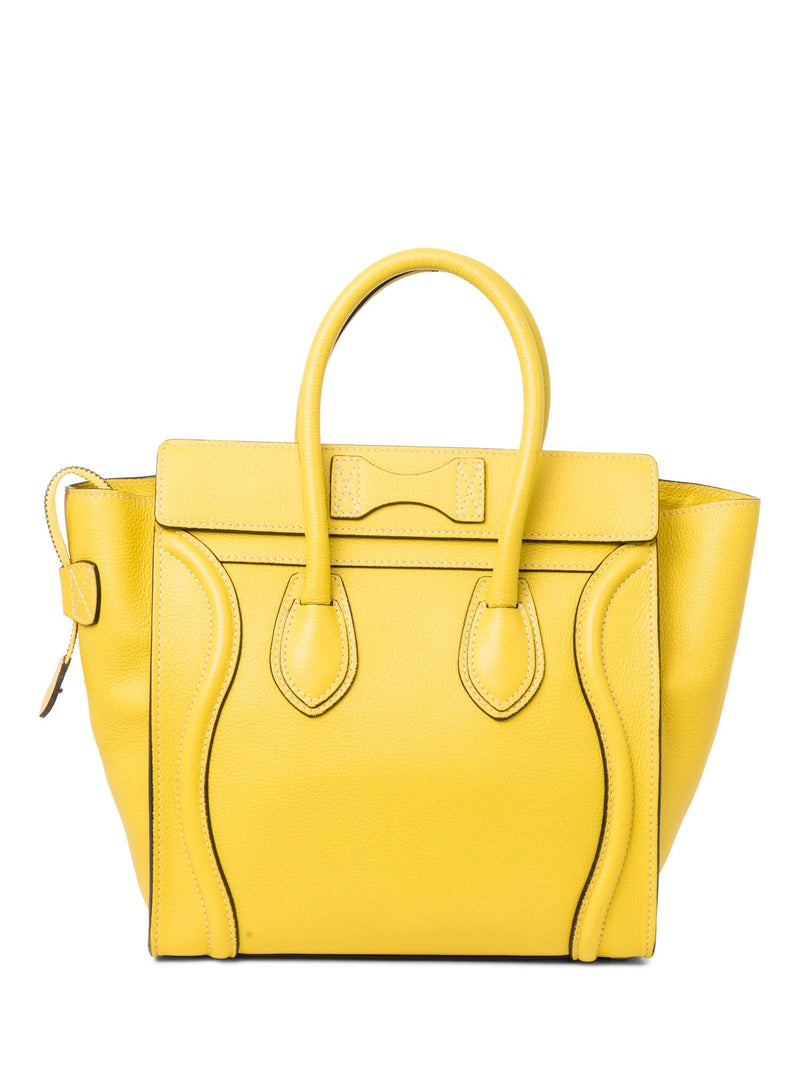 Celine Logo Leather Micro Luggage Tote Yellow-designer resale