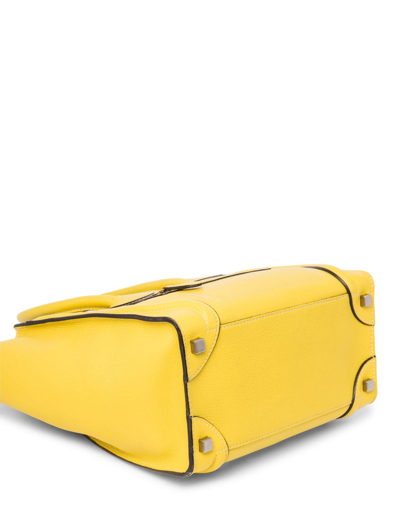 Celine Logo Leather Micro Luggage Tote Yellow-designer resale