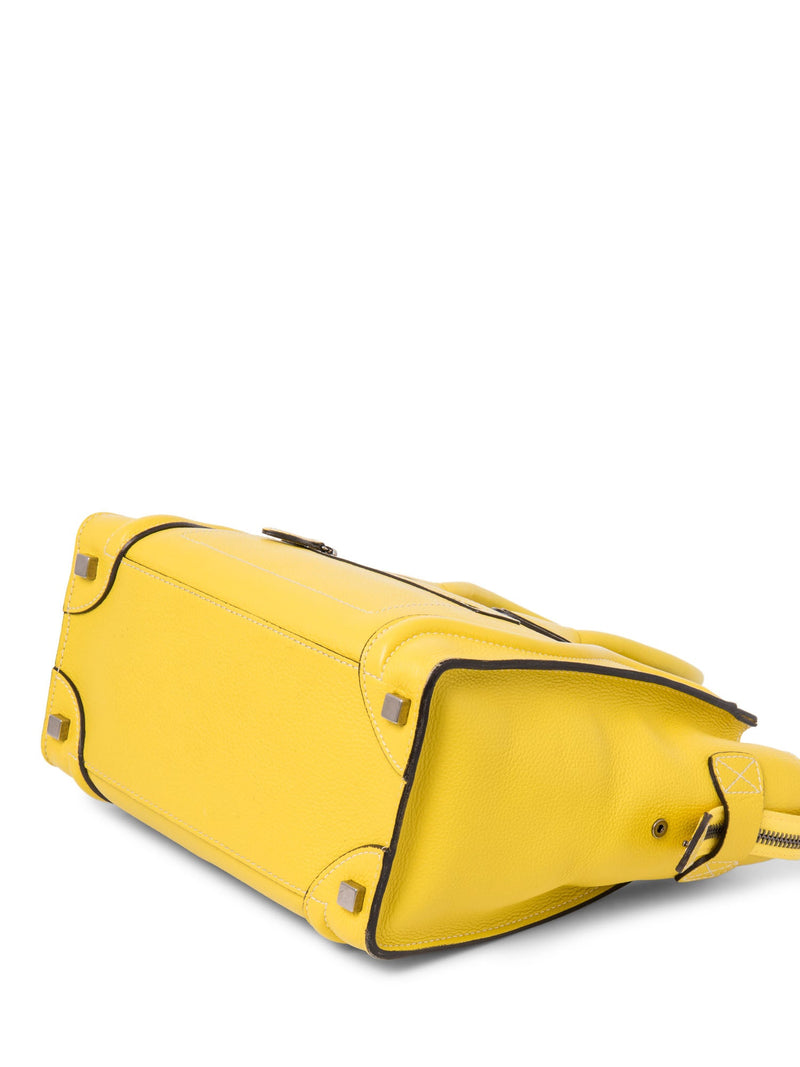 Celine Logo Leather Micro Luggage Tote Yellow-designer resale