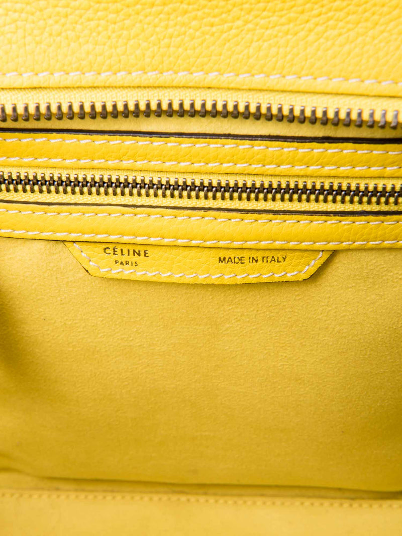 Celine Logo Leather Micro Luggage Tote Yellow-designer resale