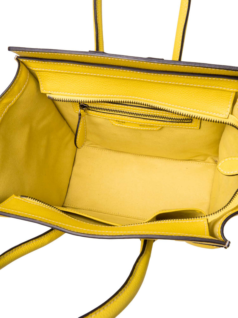 Celine Logo Leather Micro Luggage Tote Yellow-designer resale