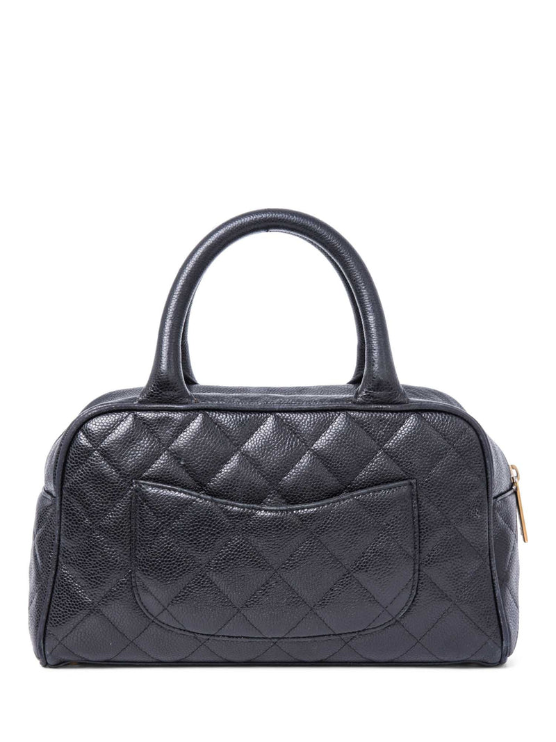 Chanel CC Logo Caviar Leather Mini Boston Bag Black-designer resale