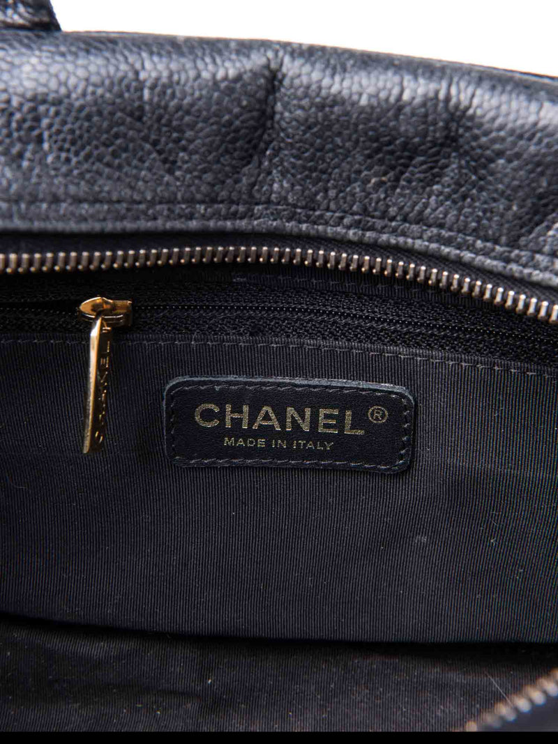 Chanel CC Logo Caviar Leather Mini Boston Bag Black-designer resale