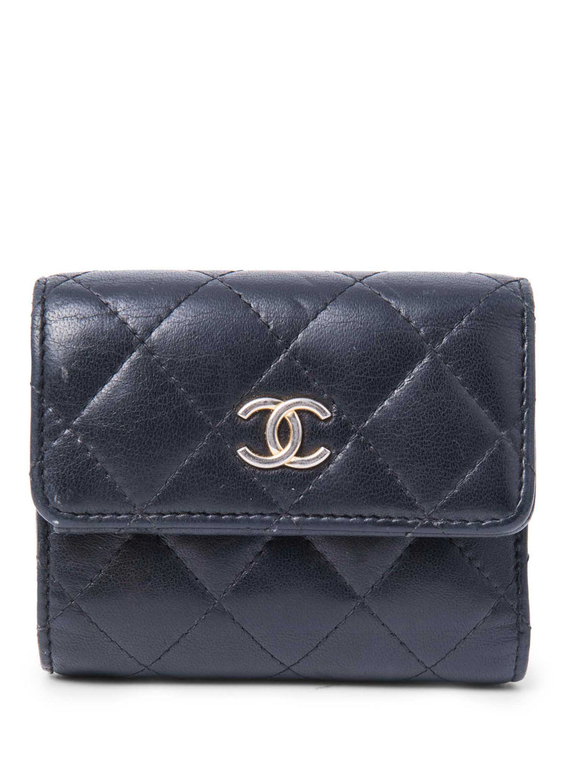 Chanel CC Logo Quilted Compact Wallet Black-designer resale