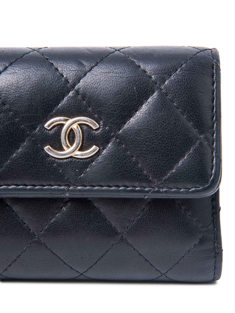 Chanel CC Logo Quilted Compact Wallet Black-designer resale