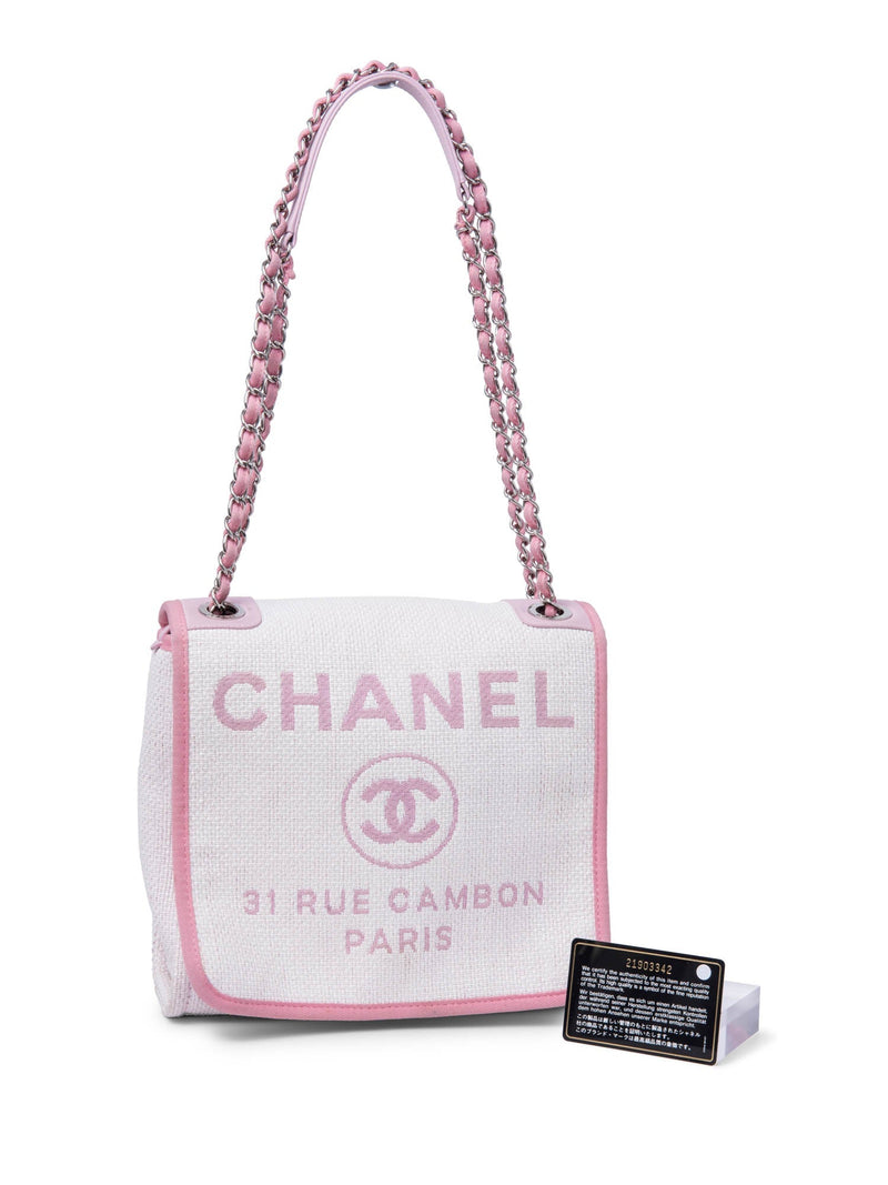 Chanel CC Logo Raffia Messenger Flap Bag Pink Ivory-designer resale