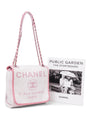 Chanel CC Logo Raffia Messenger Flap Bag Pink Ivory