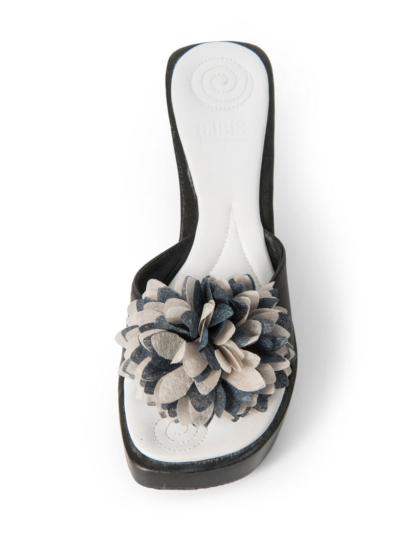 Charles Jourdan Floral Platform Clogs Shoes Black White-designer resale