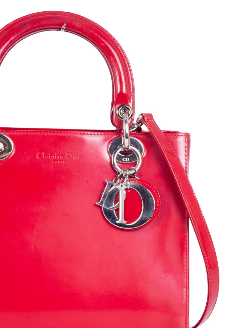 Christian Dior Leather Medium Lady Bag Red-designer resale