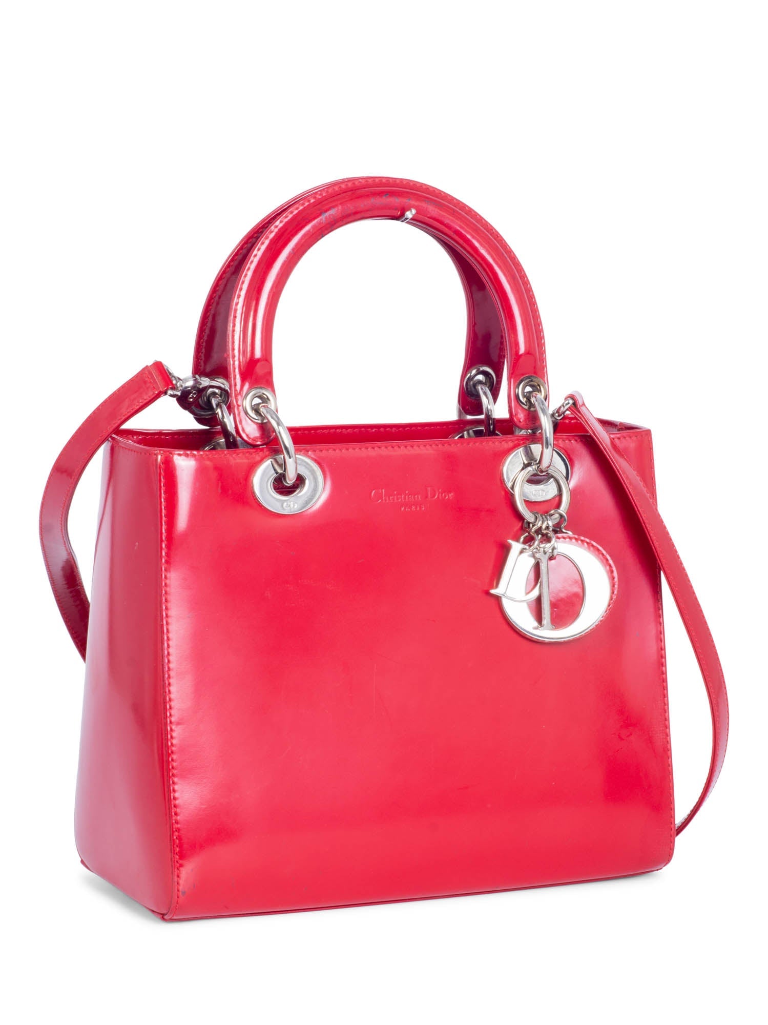 Christian Dior Leather Medium Lady Bag Red-designer resale