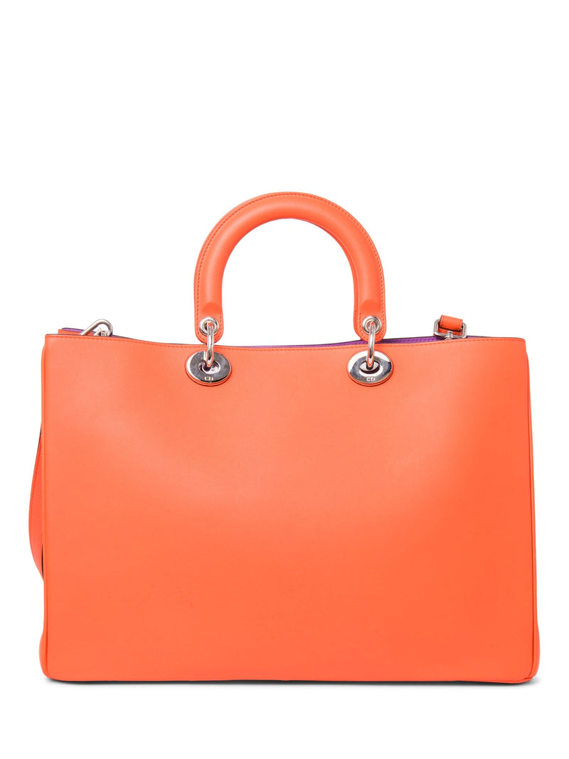 Christian Dior Logo Leather Lady Dior Tote Orange-designer resale