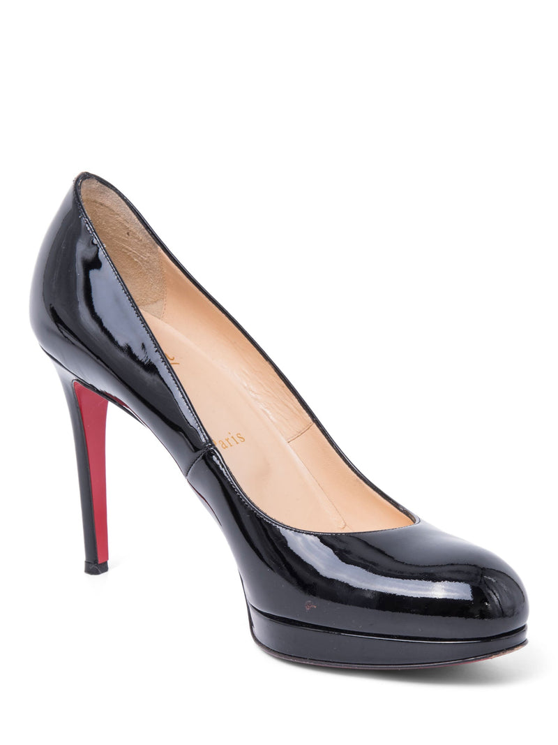 Christian Louboutin Patent Leather Platform Heels Black-designer resale