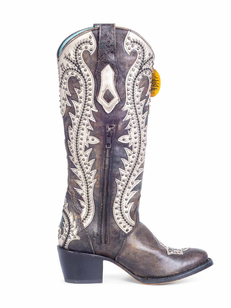 Corral Handcrafted Studded Western Cowboy Boots Black Gold-designer resale