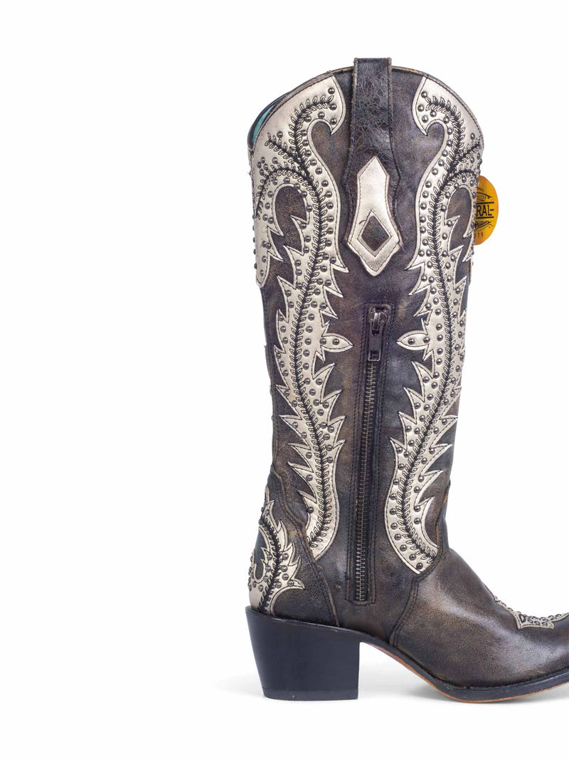 Corral Handcrafted Studded Western Cowboy Boots Black Gold-designer resale