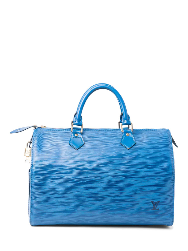 Louis Vuitton Logo Epi Leather Speedy 35 Bag Royal Blue