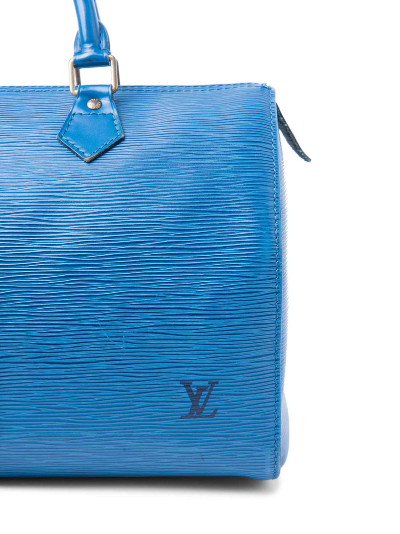 Louis Vuitton Logo Epi Leather Speedy 35 Bag Royal Blue