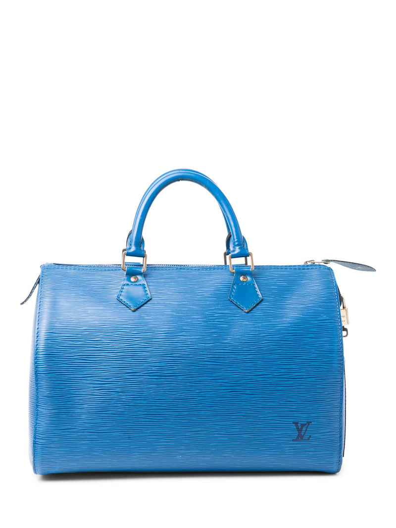 Louis Vuitton Logo Epi Leather Speedy 35 Bag Royal Blue