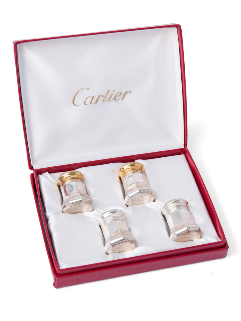 Cartier CC Logo Salt & Pepper Shaker Set Silver Gold