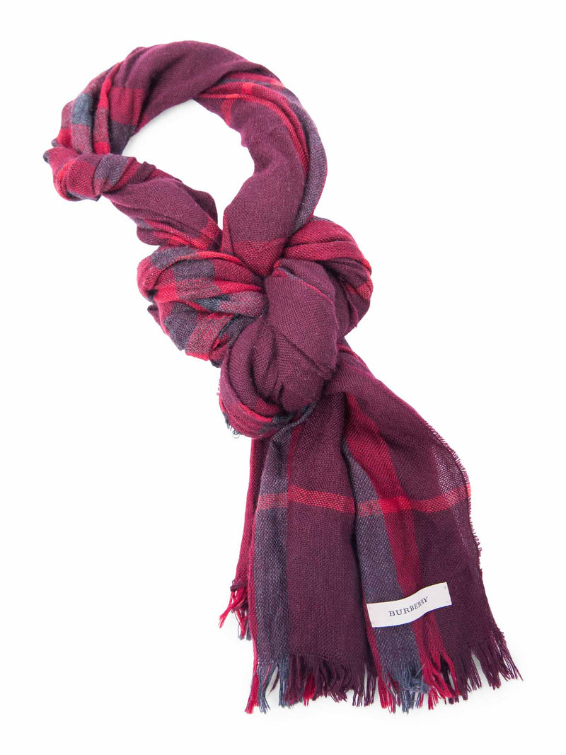 Burberry Cashmere Logo House Check Scarf Dark Red