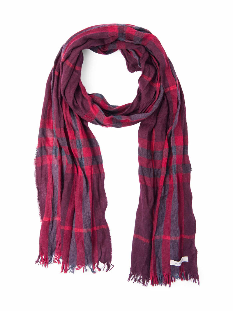 Burberry Cashmere Logo House Check Scarf Dark Red