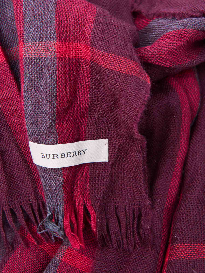 Burberry Cashmere Logo House Check Scarf Dark Red