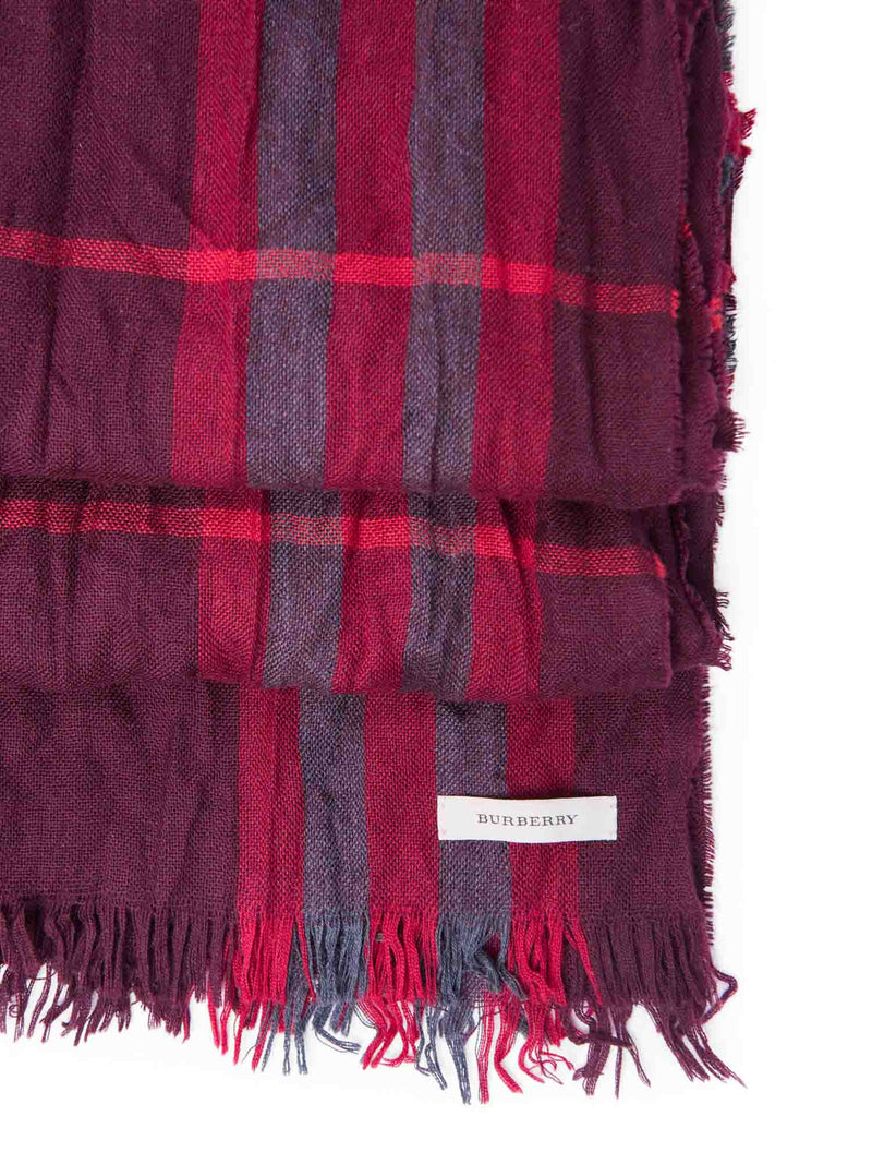 Burberry Cashmere Logo House Check Scarf Dark Red