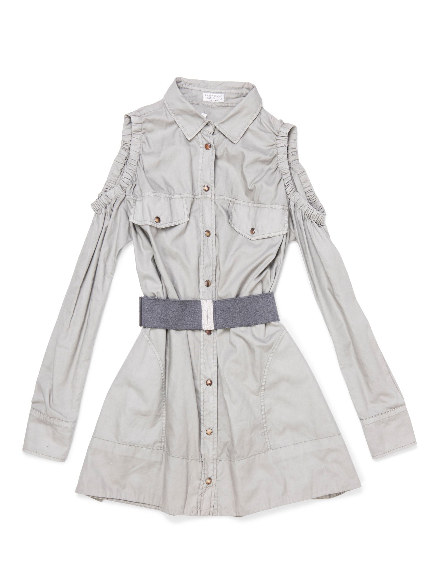 Brunello Cucinelli Belted Safari Shirt Grey