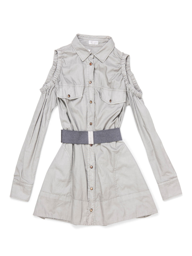 Brunello Cucinelli Belted Safari Shirt Grey