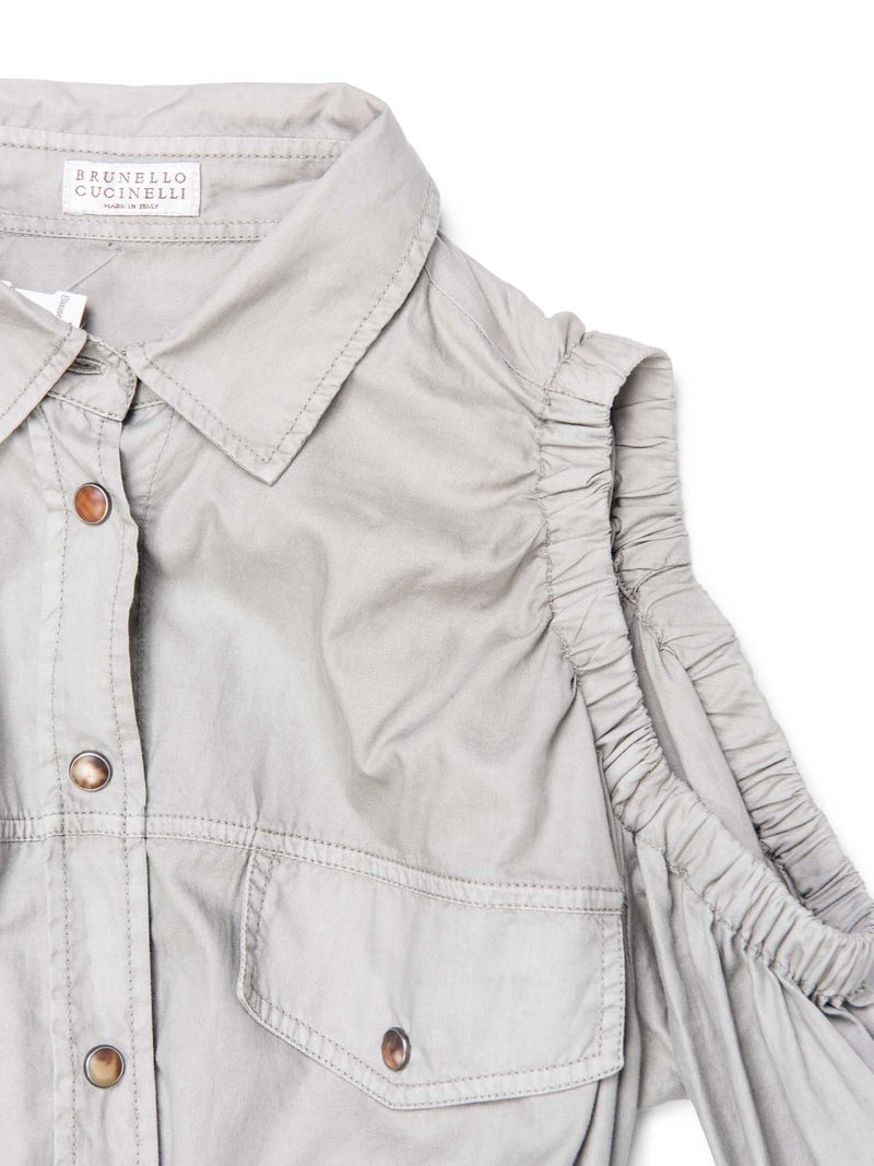 Brunello Cucinelli Belted Safari Shirt Grey