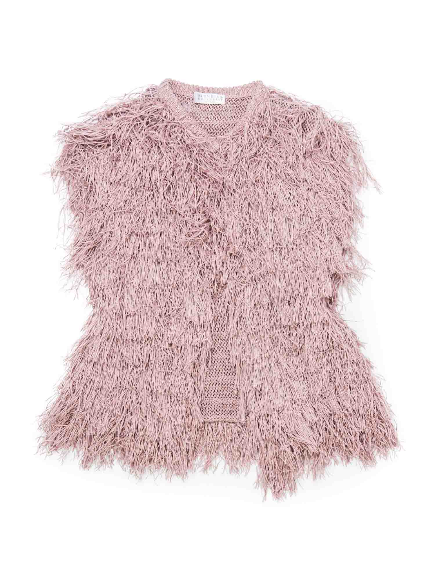 Brunello Cucinelli Fringe Vest Taupe Blush