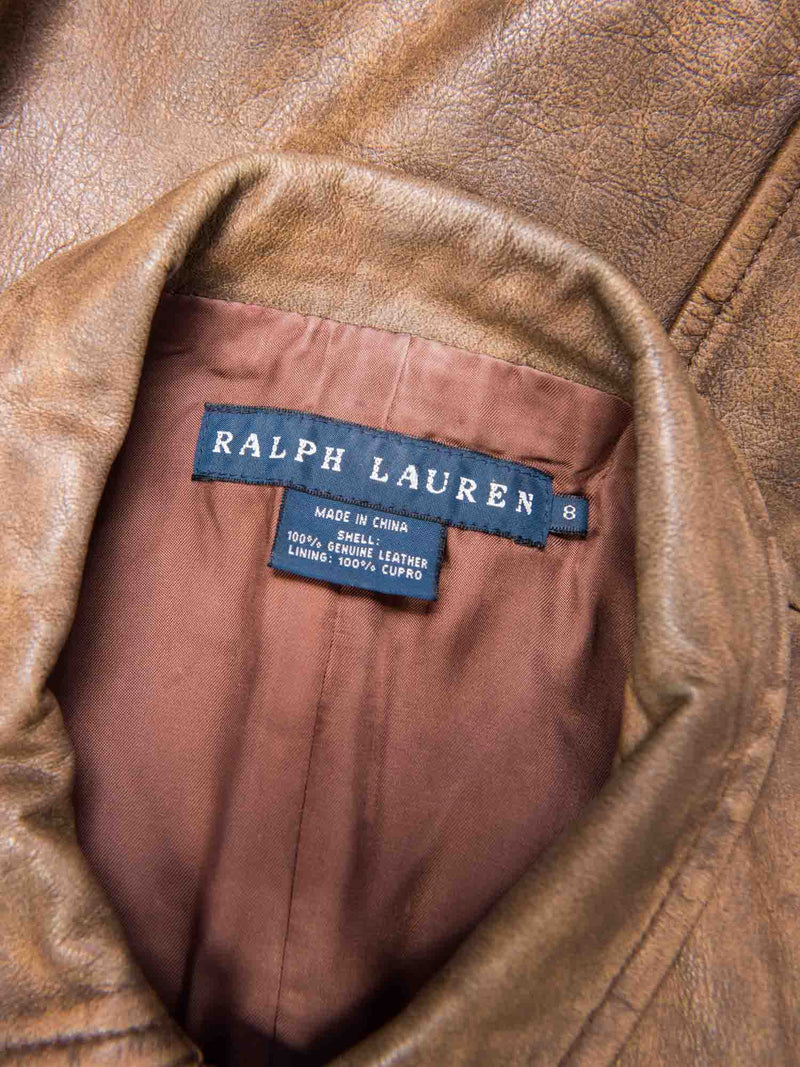 Ralph Lauren Logo Utility Leather Vest Brown