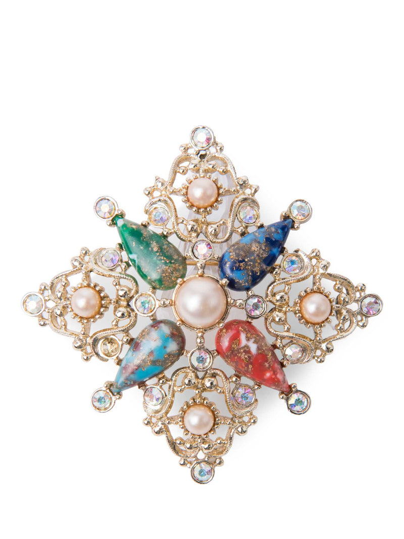 Sarah Coventry Gripoix Pendant Brooch Multicolor