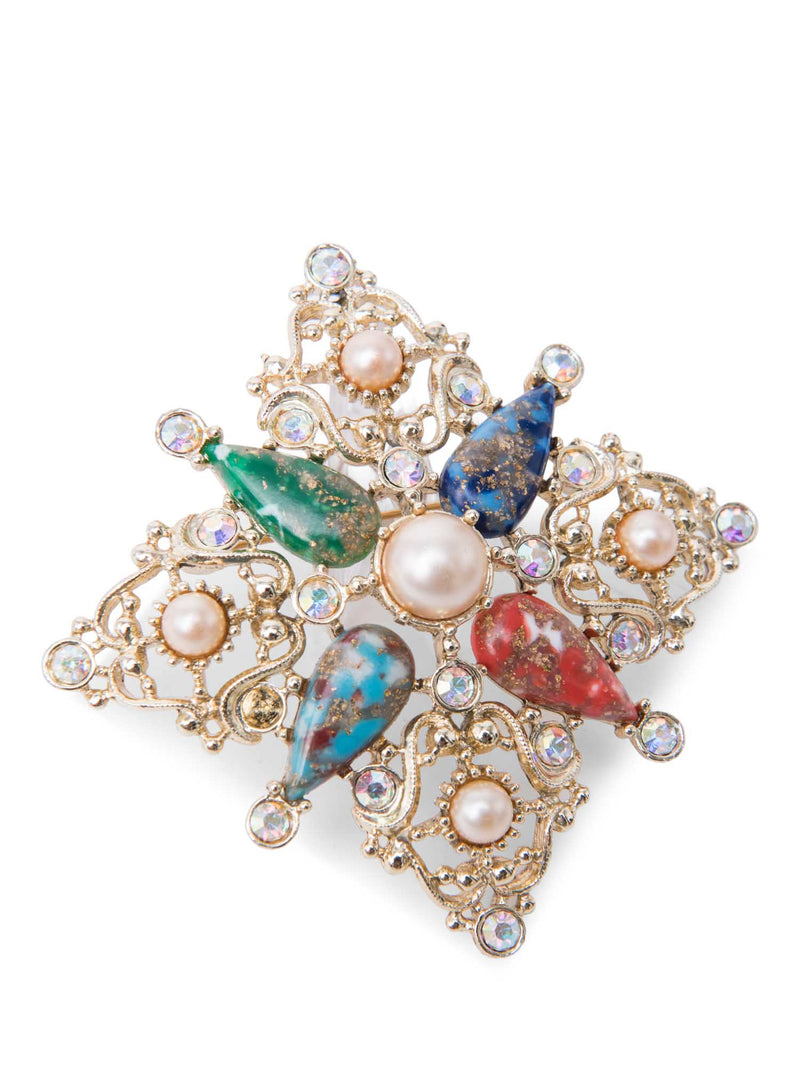 Sarah Coventry Gripoix Pendant Brooch Multicolor