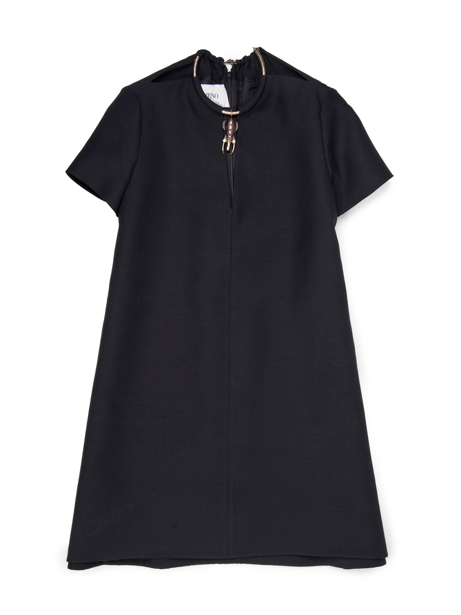 Valentino Silk Wool Elephant Pendant Dress Black